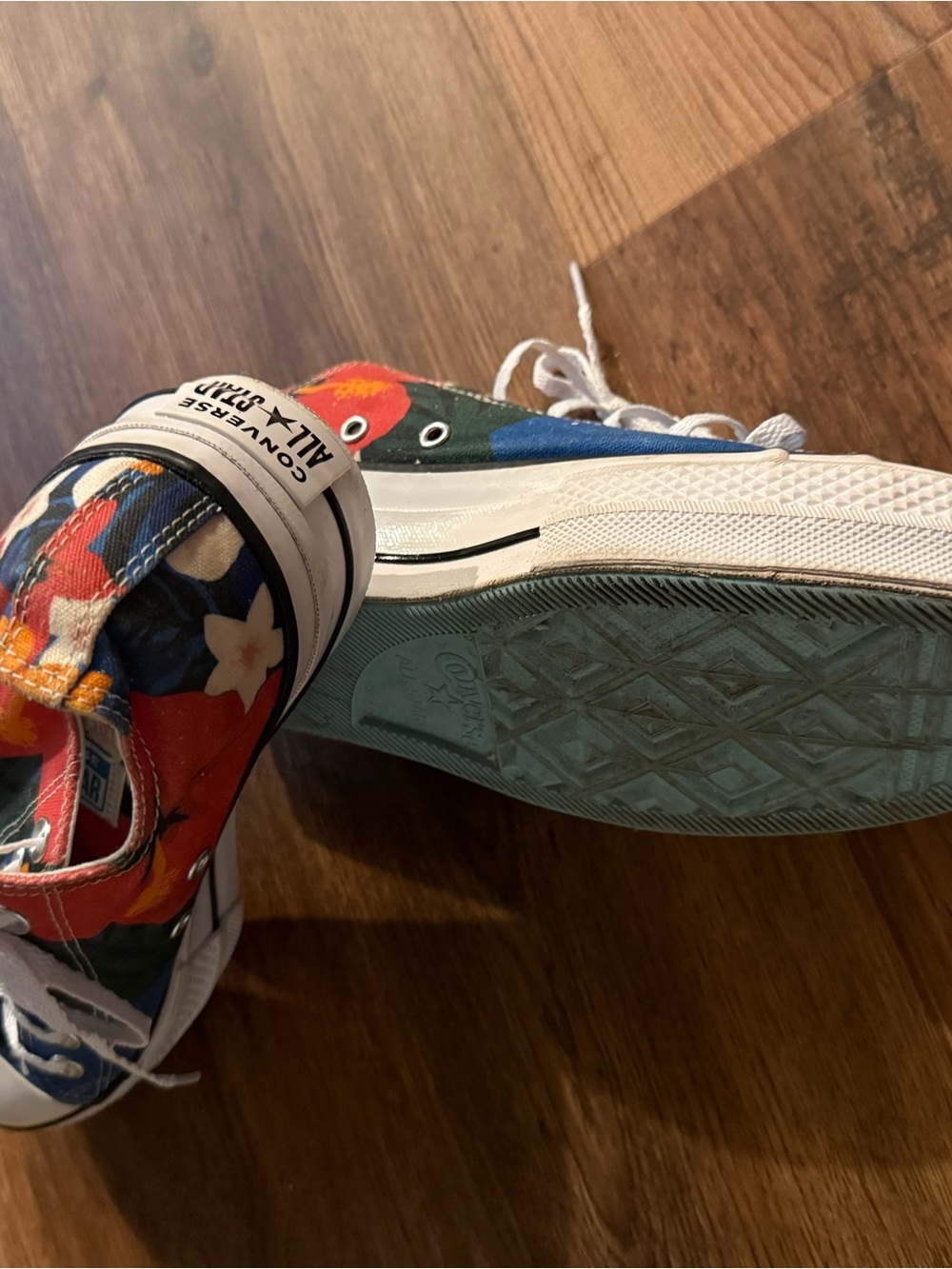Converse Blue and White Low Top Canvas Sneakers with Multicolor Panels - Picture 8 of 9